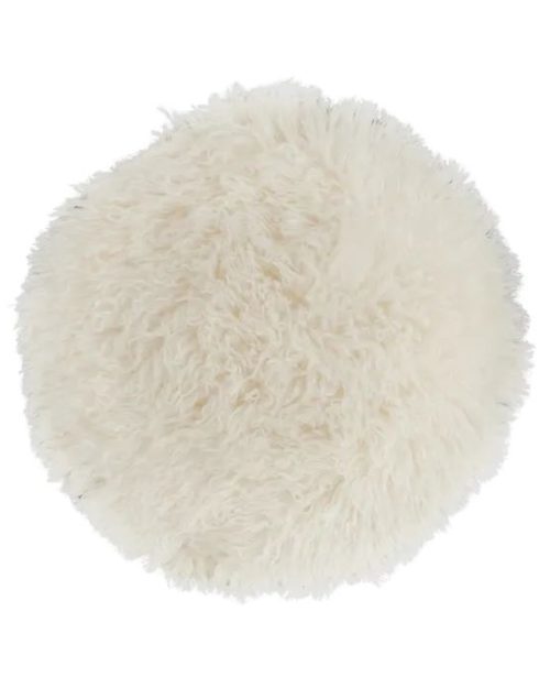 Pelaje Faux Fur Round Cushion Ivory 40cm