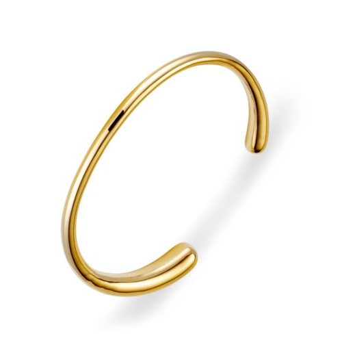 Gold SS Tapered End Rounded Cuff Bangle