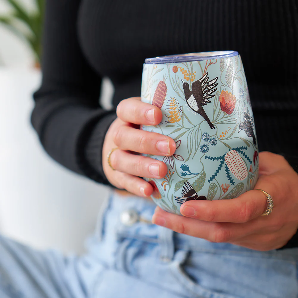 AT Wine Tumbler Stainless Steel - Magpie Floral - Image 2