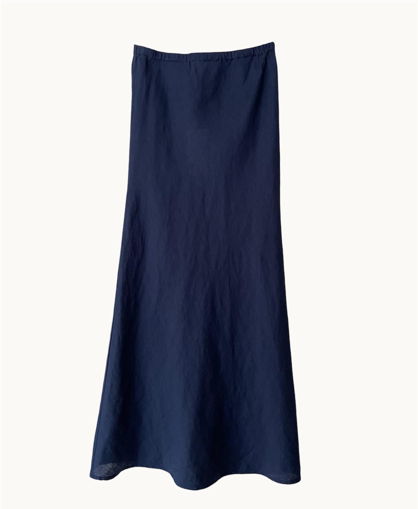 Little Lies Linen Slip Skirt Navy