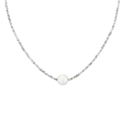 Silver Single Pearl Necklace