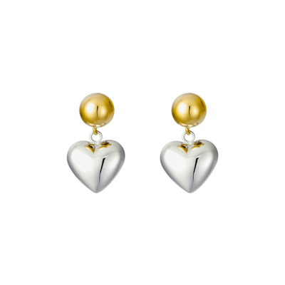 Gold SS Two Tone Drop Earring