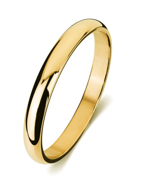 Gold SS Half Round Bangle - 9mm