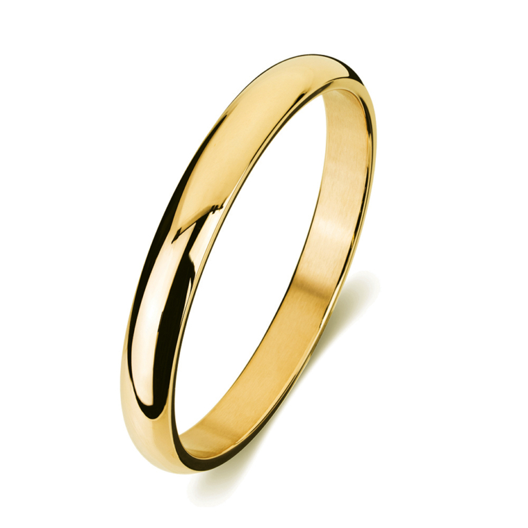 Gold SS Half Round Bangle - 9mm