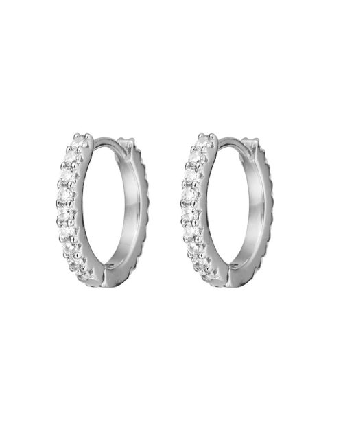 Silver CZ Huggie Earring 10mm