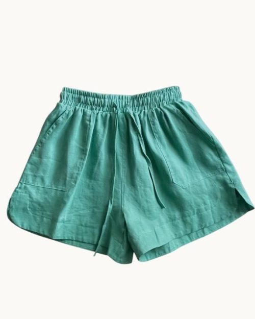 Little Lies Bronte Linen Shorts - Aqua
