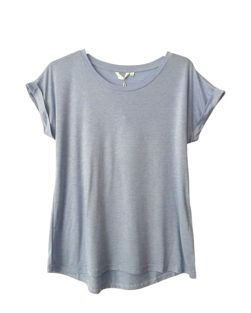 Little Lies Roll Sleeve Tee Blue