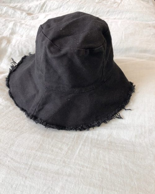 Salty Shadows Canvas Hat Frayed Edge - Black