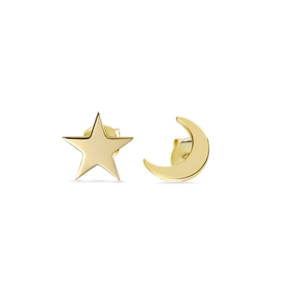 Gold Star & Moon Stud Earring