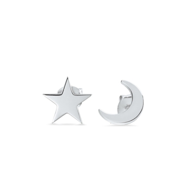 Silver Star & Moon Stud Earring