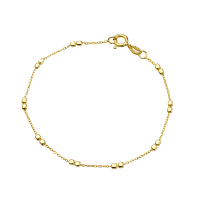 Gold Double-Cube Fine Curb Link Bracelet