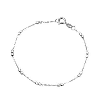 Silver Double-Cube Fine Curb Link Bracelet