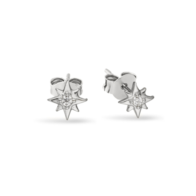 Silver Northern Star CZ Stud Earring