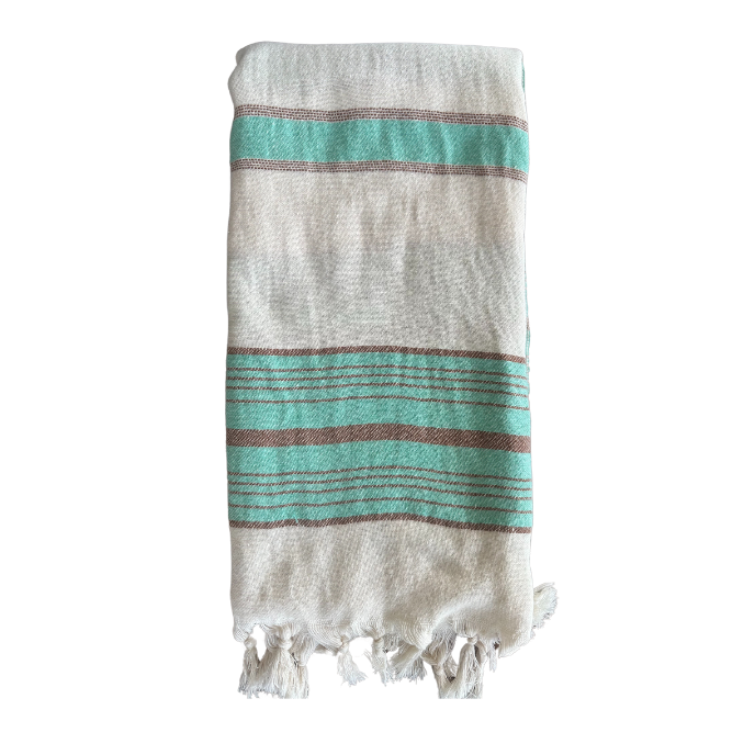 Salty Shadows Turkish Towel - Aqua Stripe
