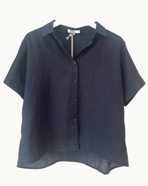 Little Lies Bronte Linen Shirt - Navy