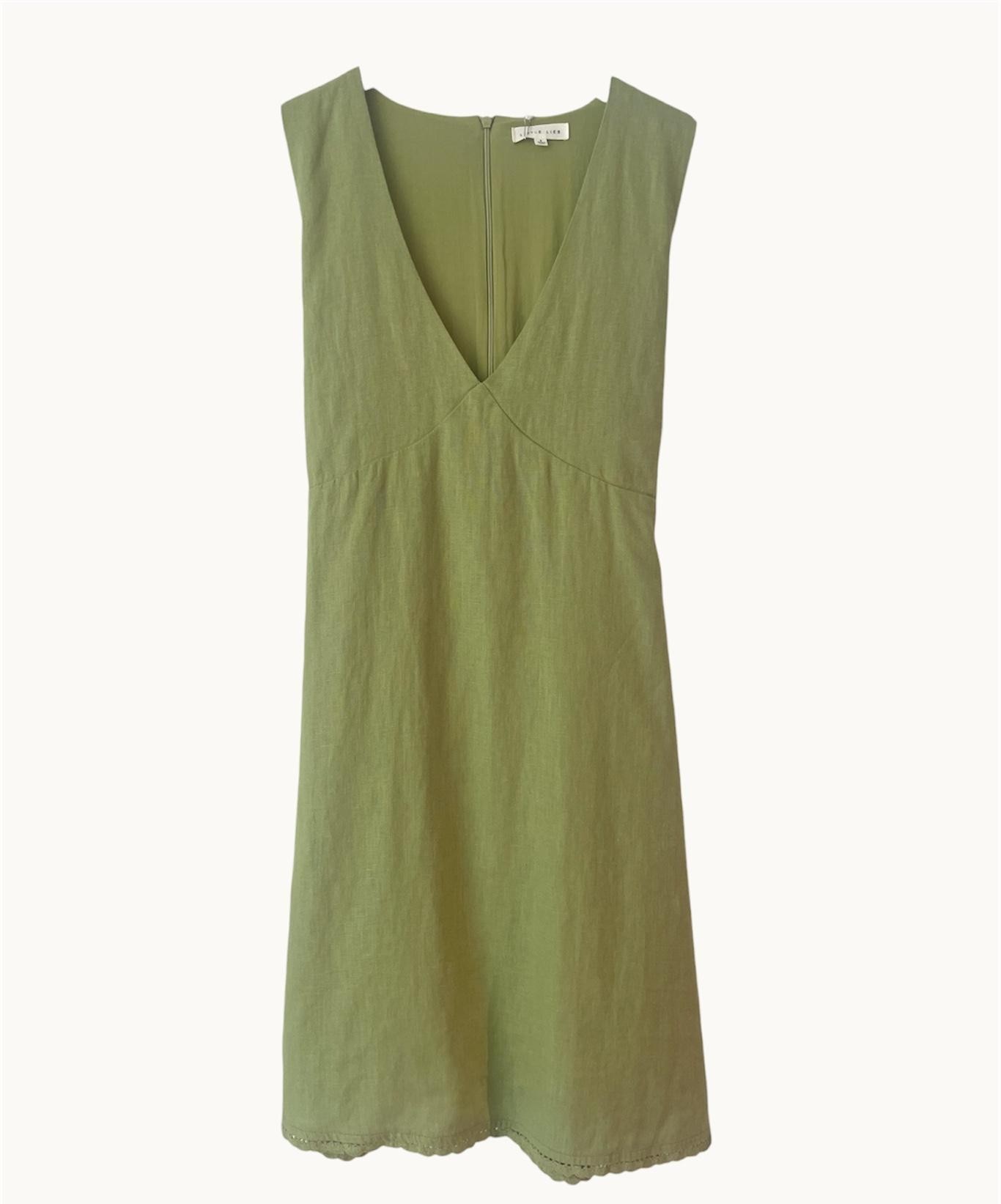 Little Lies Crochet Trim Dress  Sage Green  The Shed Luxe