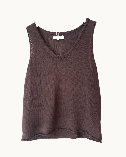 Little Lies Scoop Spring Tank - Chocolate