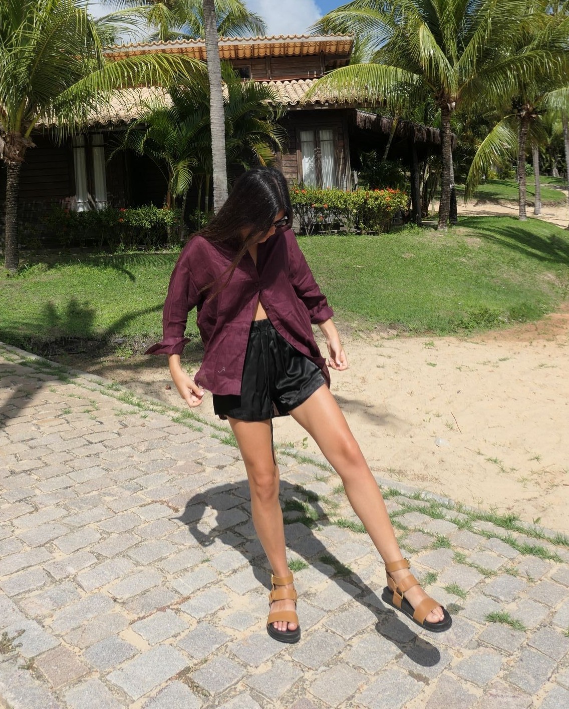 Little Lies Linen Boyfriend Shirt - Cherry - Image 4
