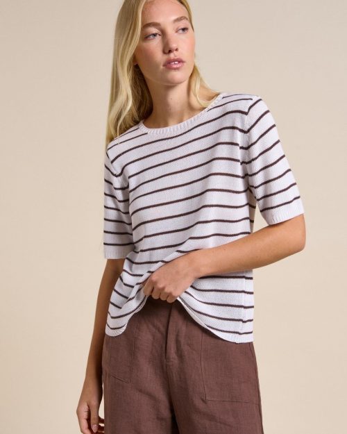 Little Lies Indi Tee - White/Chocolate