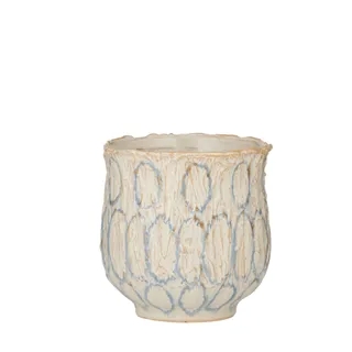 Lennox Ceramic Pot - White/Blue 17x17.5cm
