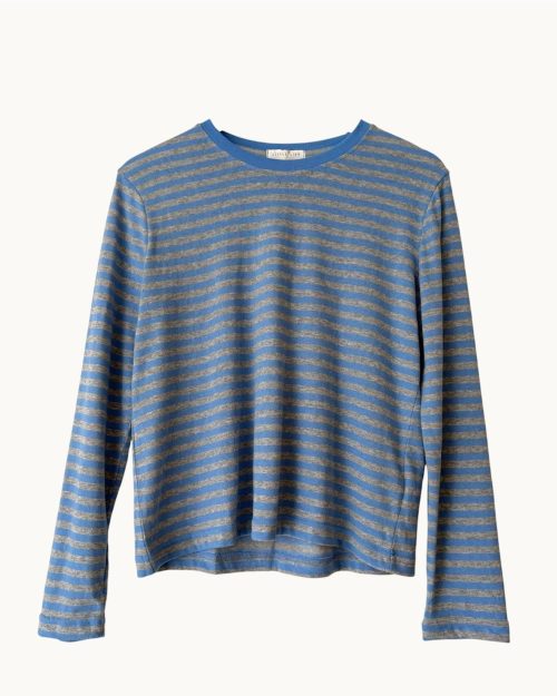 Little Lies Athena Stripe Long Sleeve Basic - Grey/Blue