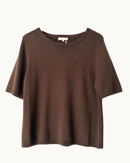 Little Lies Rowie Cotton Knitted Tee - Chocolate