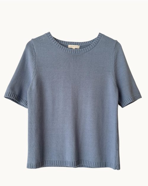 Little Lies Rowie Cotton Knitted Tee - Cornflower Blue