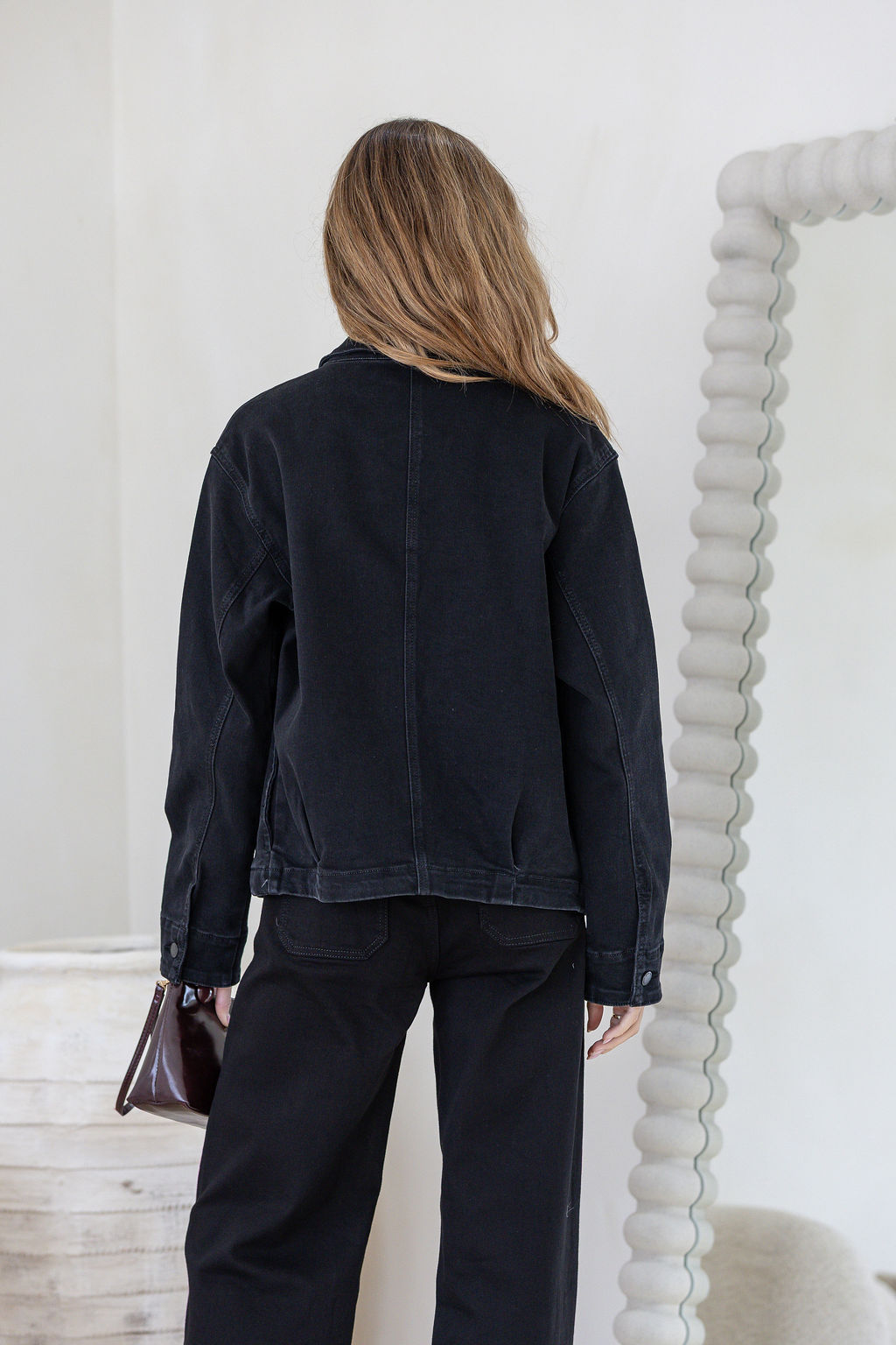 Stretch Zip Front Jacket - Washed Black - Image 5