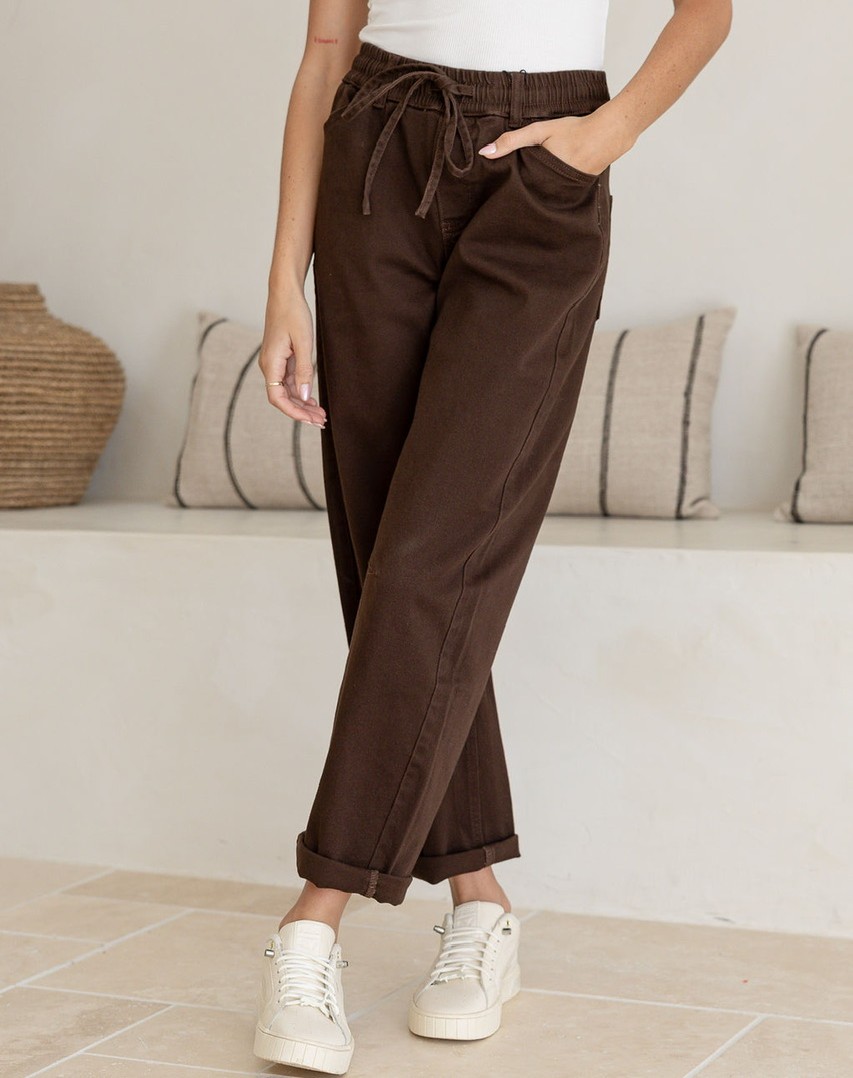 Stretch Barrel Jeans - Chocolate Denim - Image 3