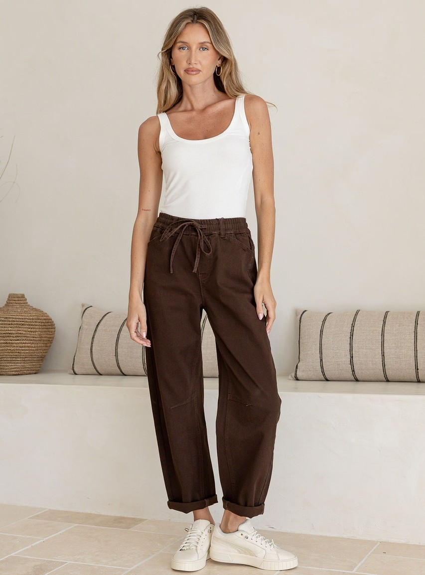 Stretch Barrel Jeans - Chocolate Denim - Image 2
