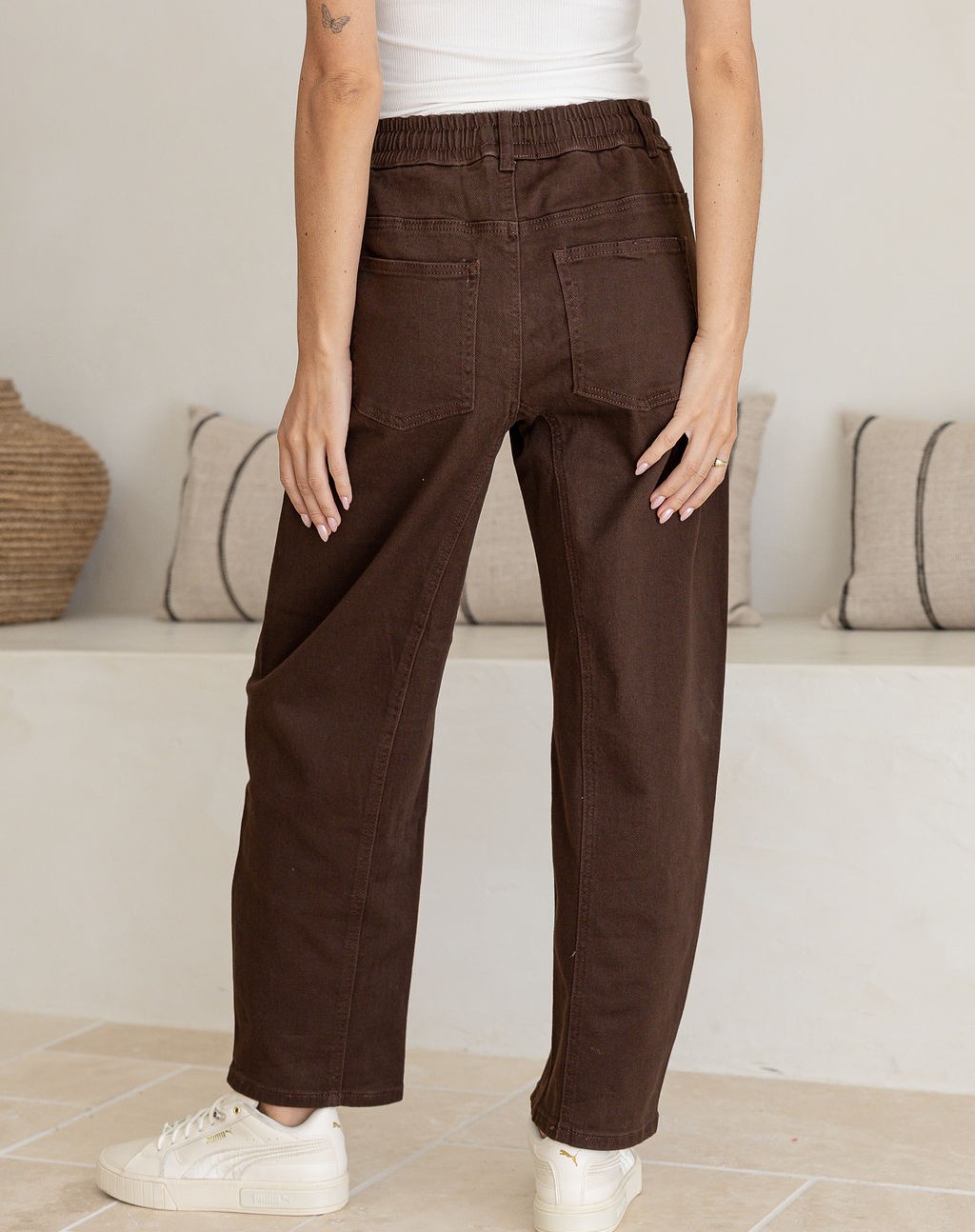 Stretch Barrel Jeans - Chocolate Denim - Image 4