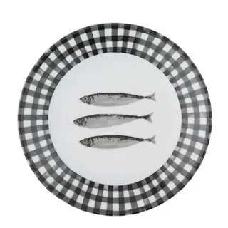 Sicilian Ceramic Plate Black/White 20.5cm