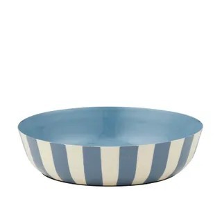 Linear Metal Bowl - Ivory/Blue