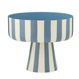 Lonsdale Metal Foot Bowl - Ivory/Blue
