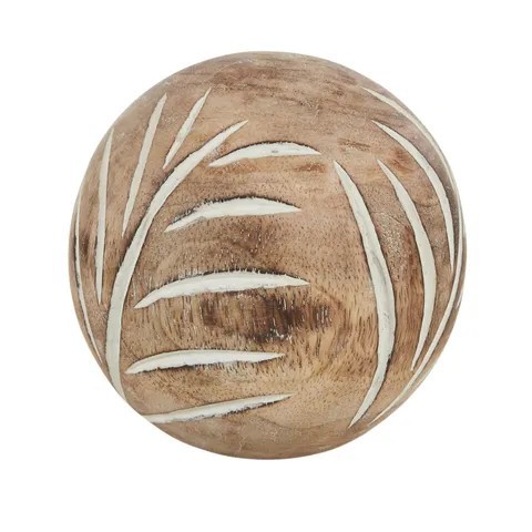 Spruce Wood Deco Ball Nat/White 10cm