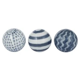Lei Ceramic Deco Balls White/Navy 10cm