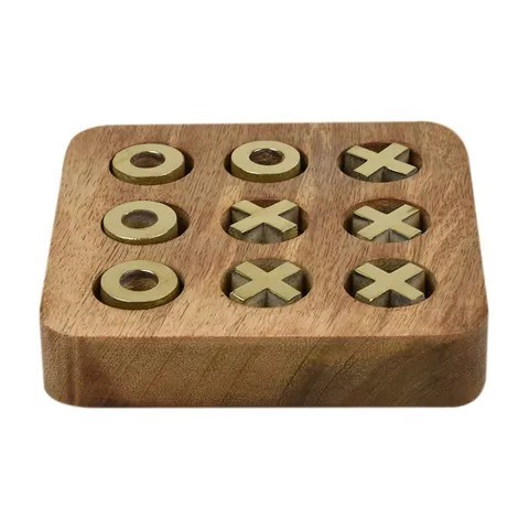 Noughts & Crosses Nat/Gold 11.5x11.5cm