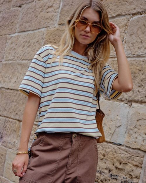 Stevie Slouchy Tee - New Butter Brunette Stripe