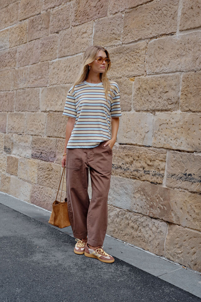Stevie Slouchy Tee - New Butter Brunette Stripe - Image 3