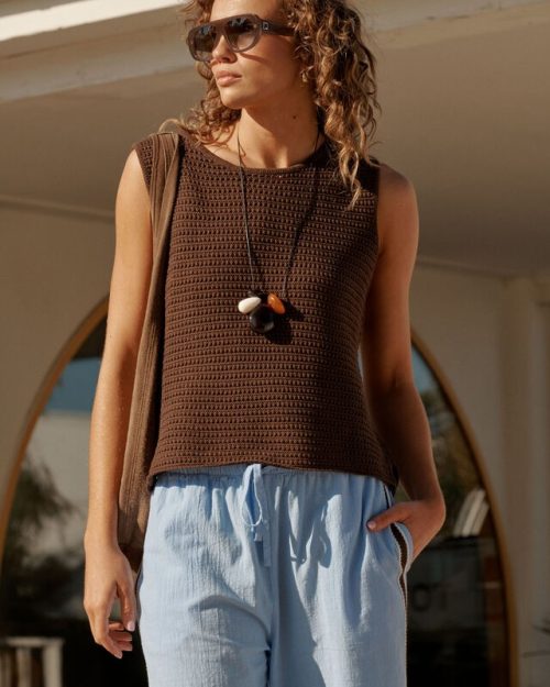 Margot Mesh Tank - Chocolate