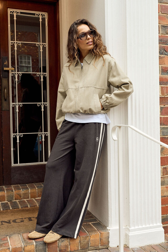 Gigi Wide Leg Terry Trackpant - Phantom Side Stripe - Image 3