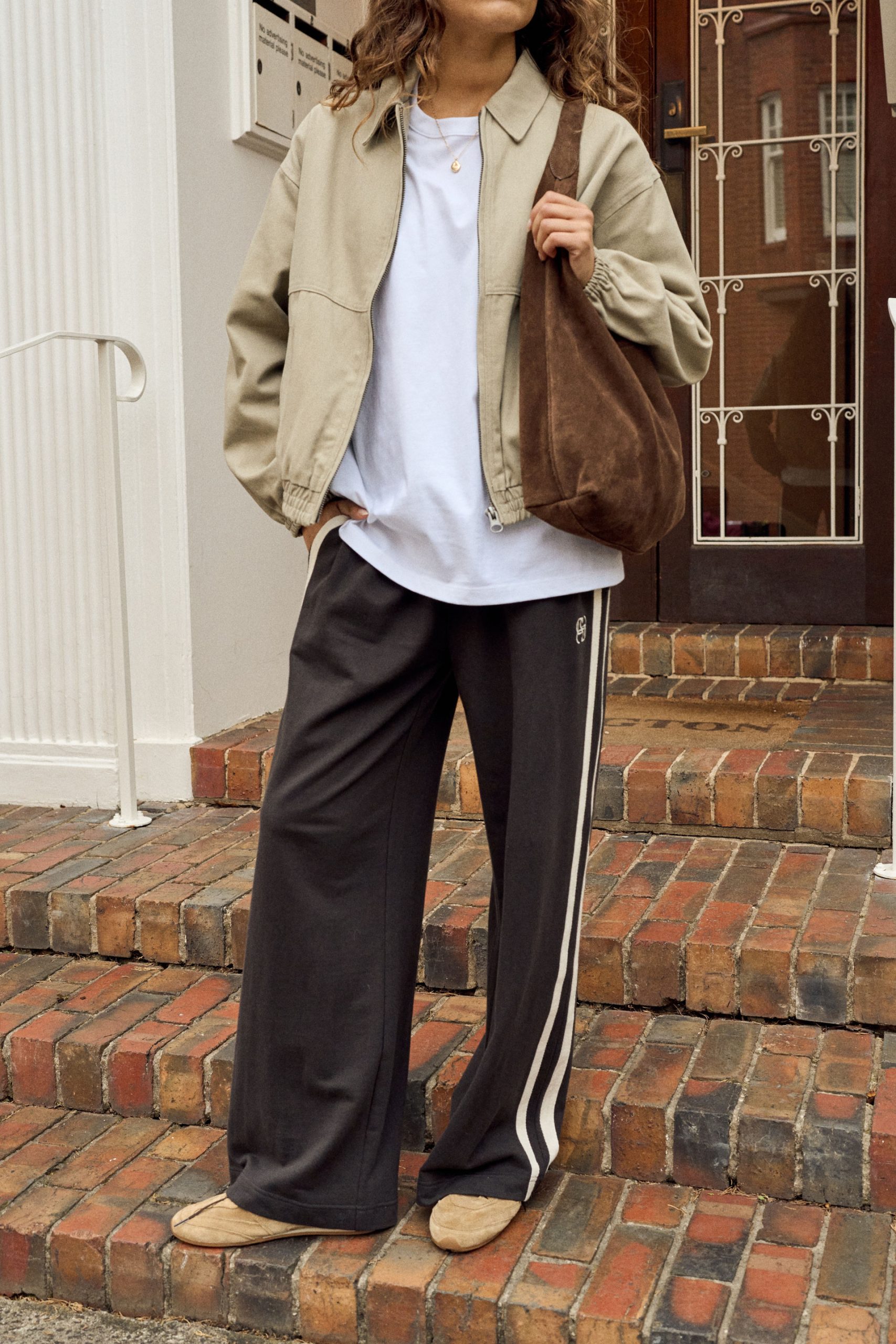 Gigi Wide Leg Terry Trackpant - Phantom Side Stripe - Image 2