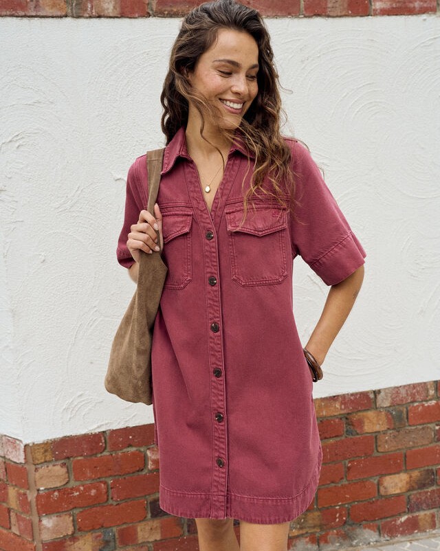 Bonnie Relaxed Shirt Dress - Mulberry