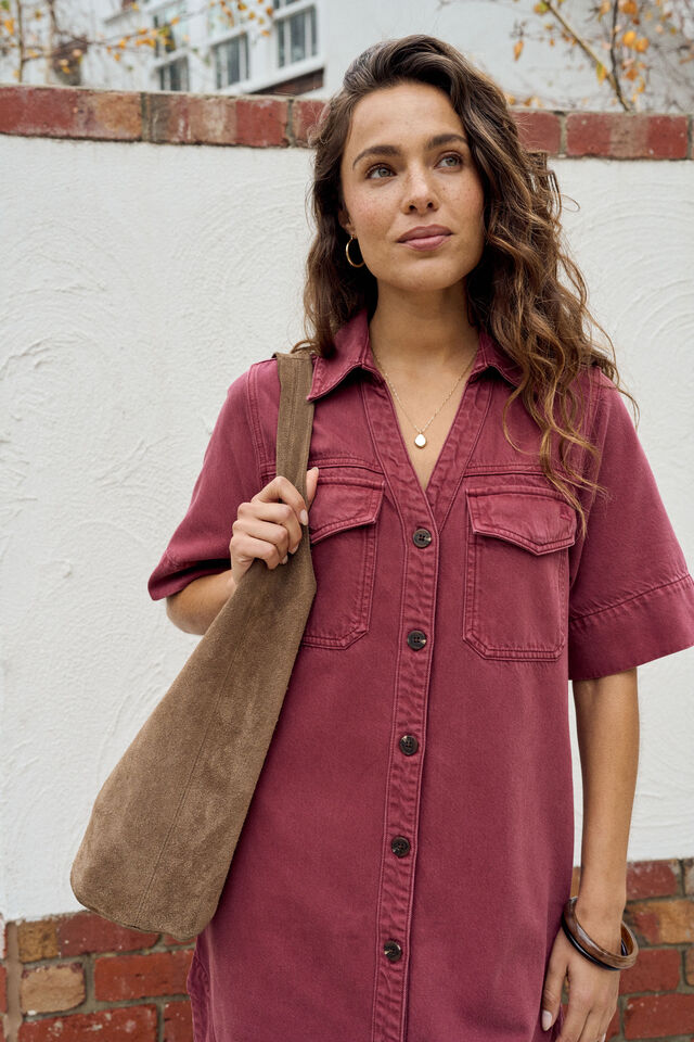Bonnie Relaxed Shirt Dress - Mulberry - Image 2