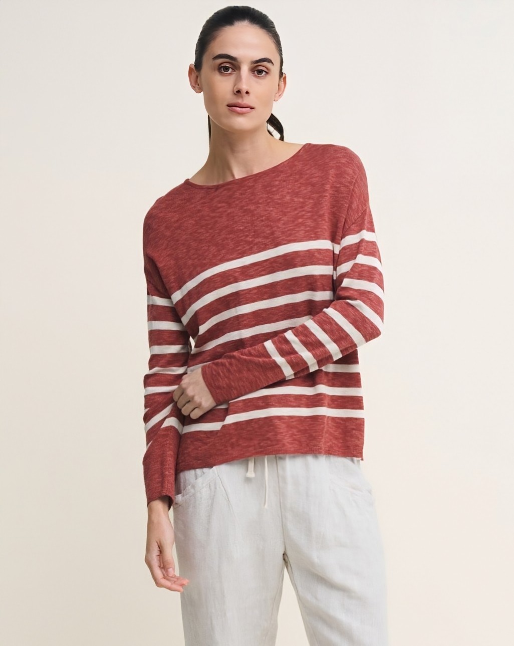 Little Lies Bobbie Top - Terracotta/Natural