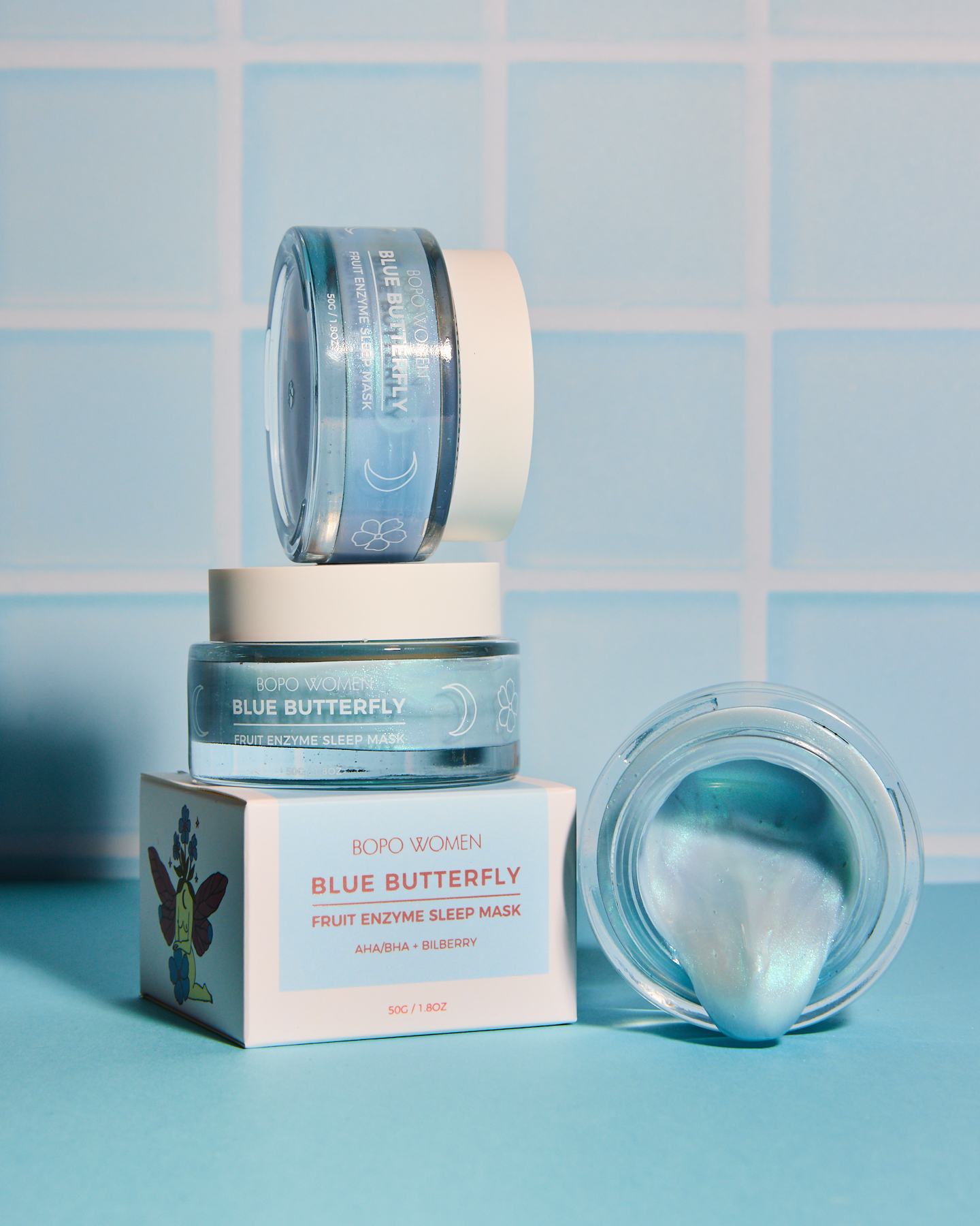 Bopo Women Blue Butterfly Enzyme Sleep Mask 50g - Image 2