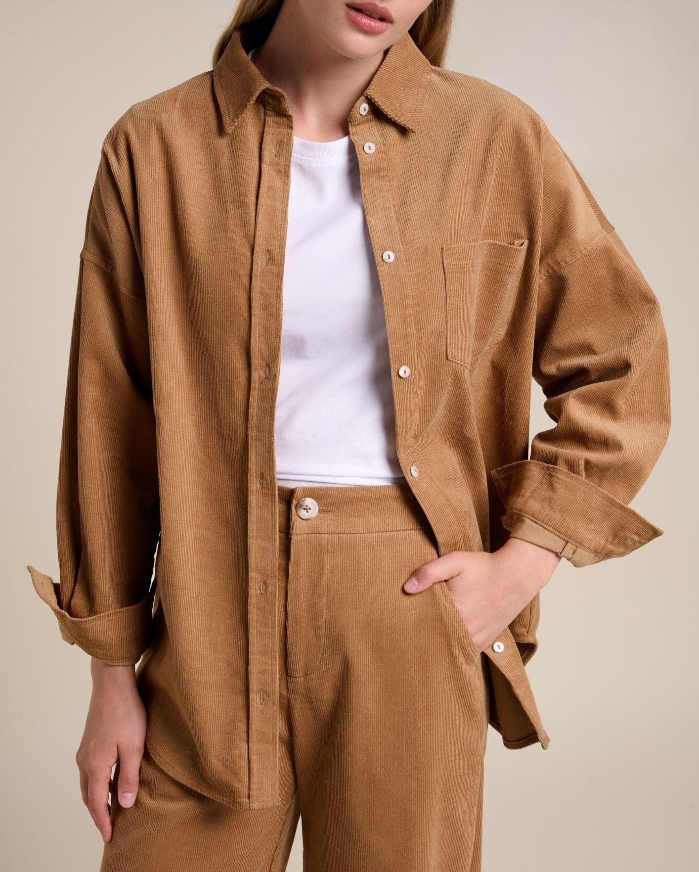 Little Lies Khaite Cord Shirt - Camel