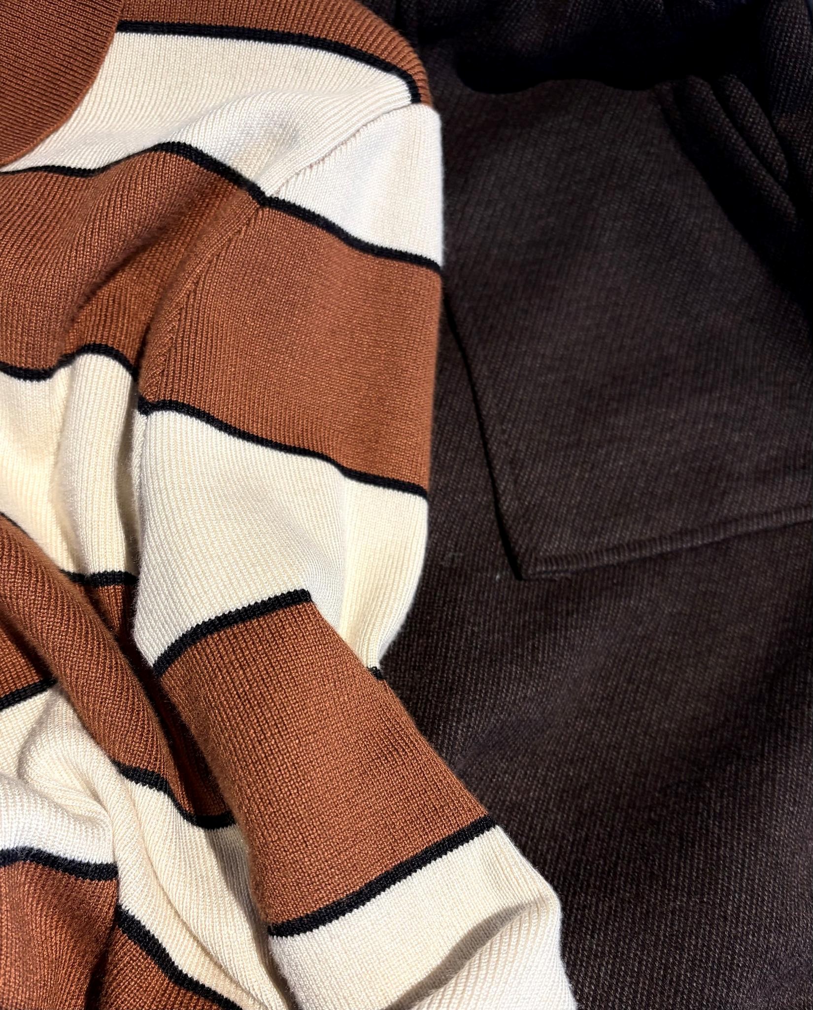 Little Lies Noah Stripe Cardigan - Rust/Cream - Image 4