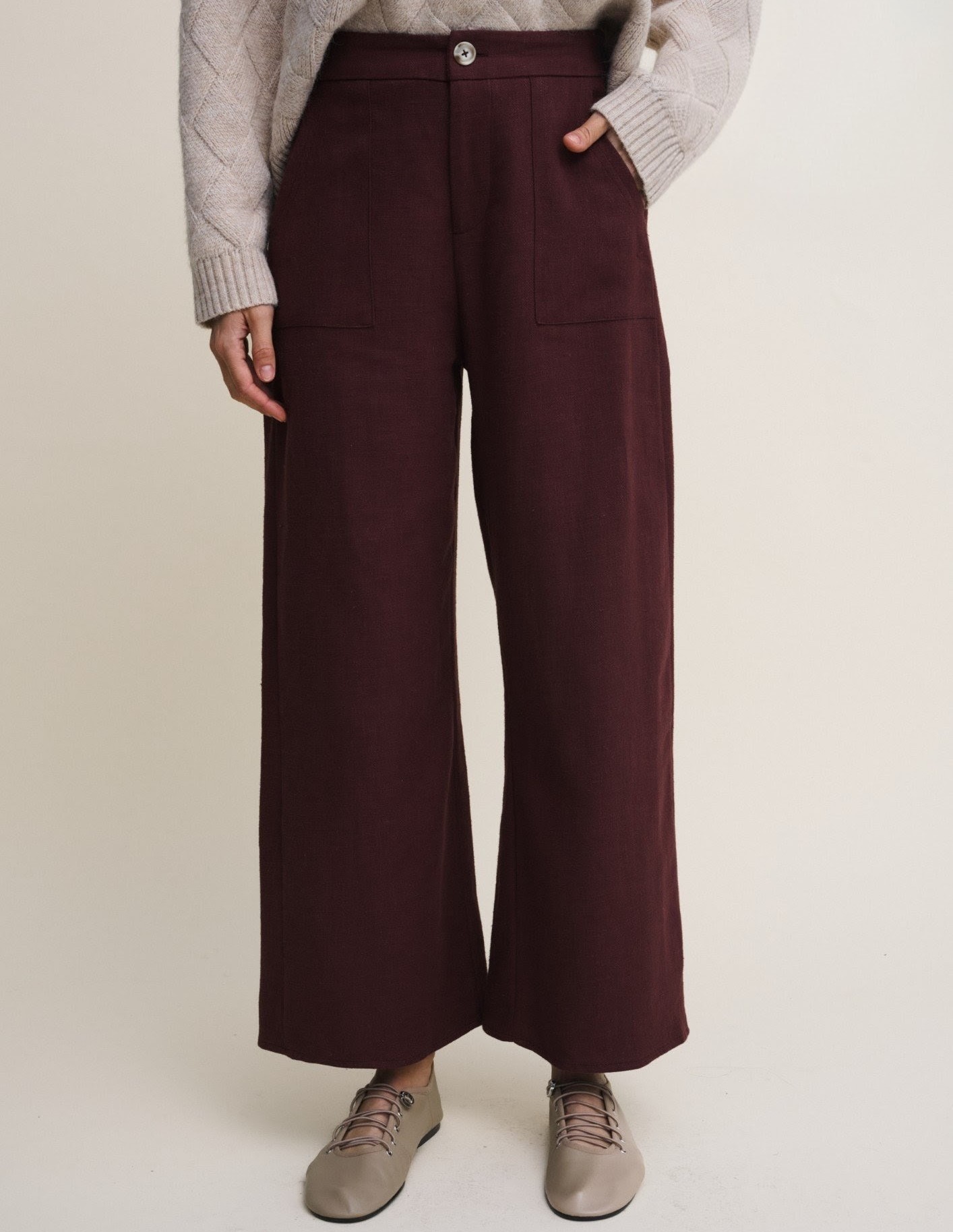 Little Lies Osaka Pants - Burgundy