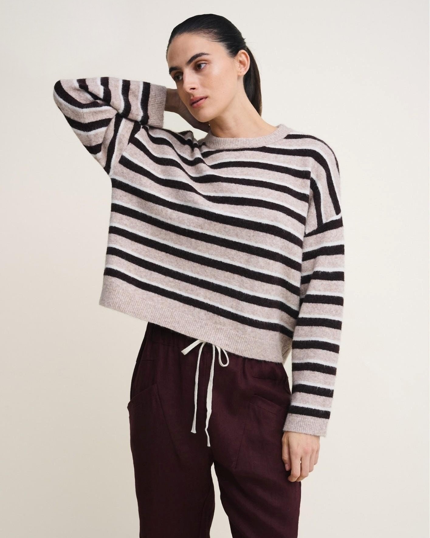 Little Lies Otto Knit - Rich Chocolate Stripe